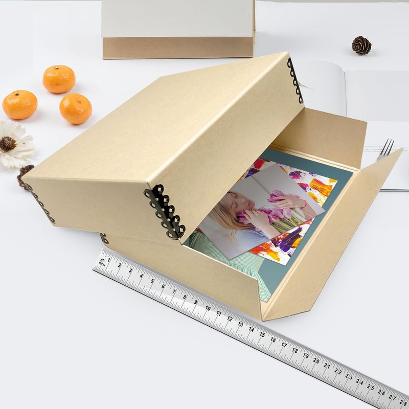 Lineco Museum Archival Storage Box, 14.75x18.75x3 in. Drop Front Design. Acid-Free with Metal Edge. Organize Photos, Pictures, Prints, Documents, Crafts, DIY. Tan, 1 Pack - Image 4